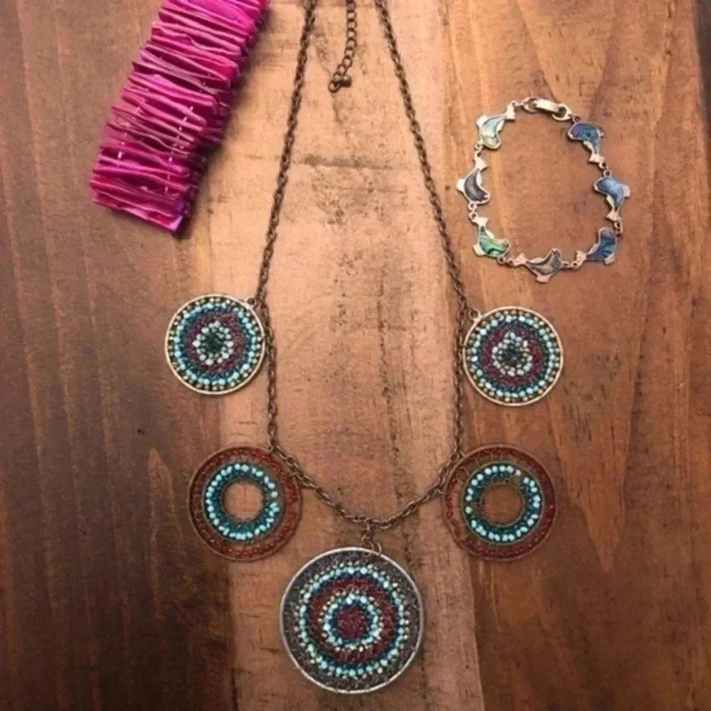 3 Piece Ethnic Beach Ocean Bundle Necklace Bracelets Abalone Shale Beads